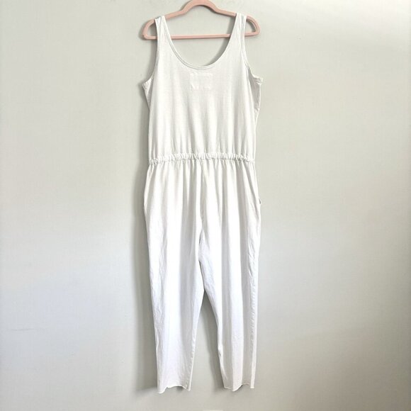 Frank & Eileen Heritage Jersey Tank Jumpsuit in White Drawstring Waist Sz Large - Picture 7 of 9